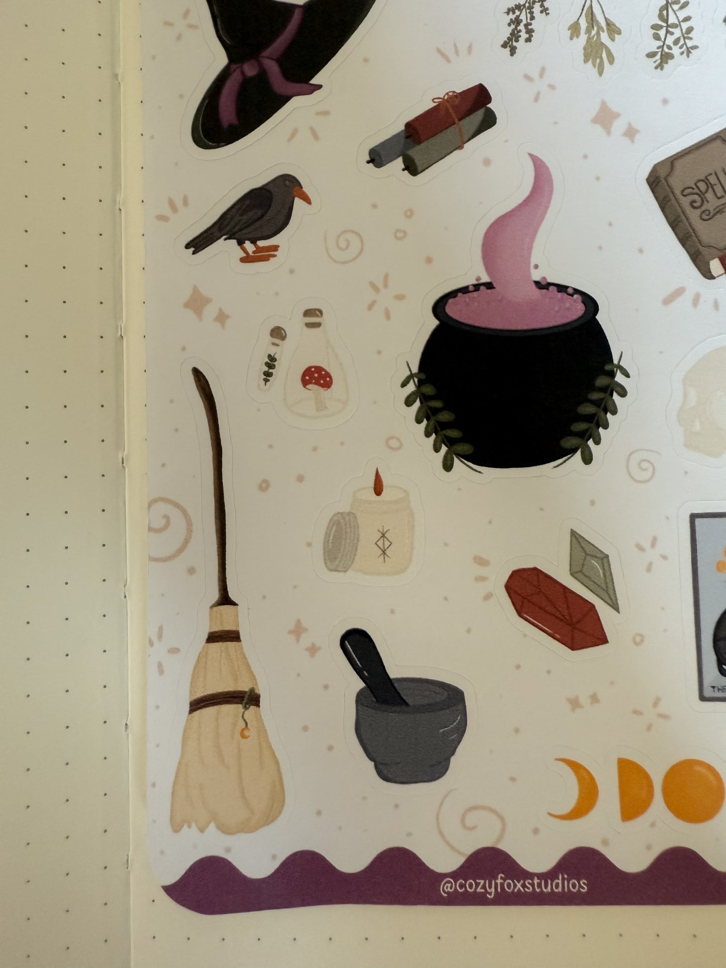 Cozy Witch Sticker Sheet - Journal Stickers