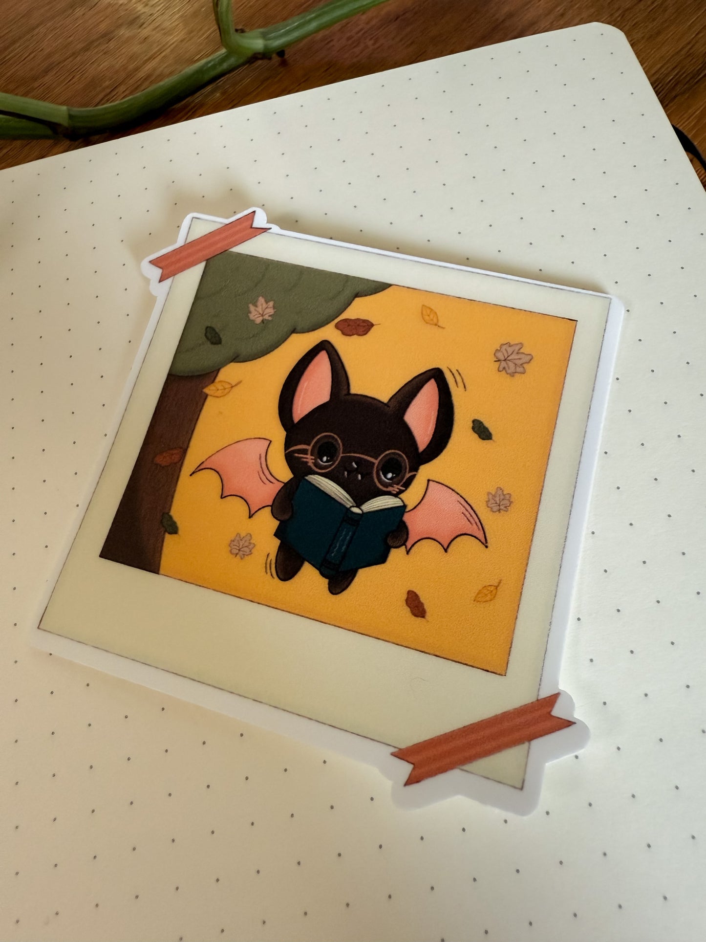 Bookish Bat Sticker - Reading Bat Sticker