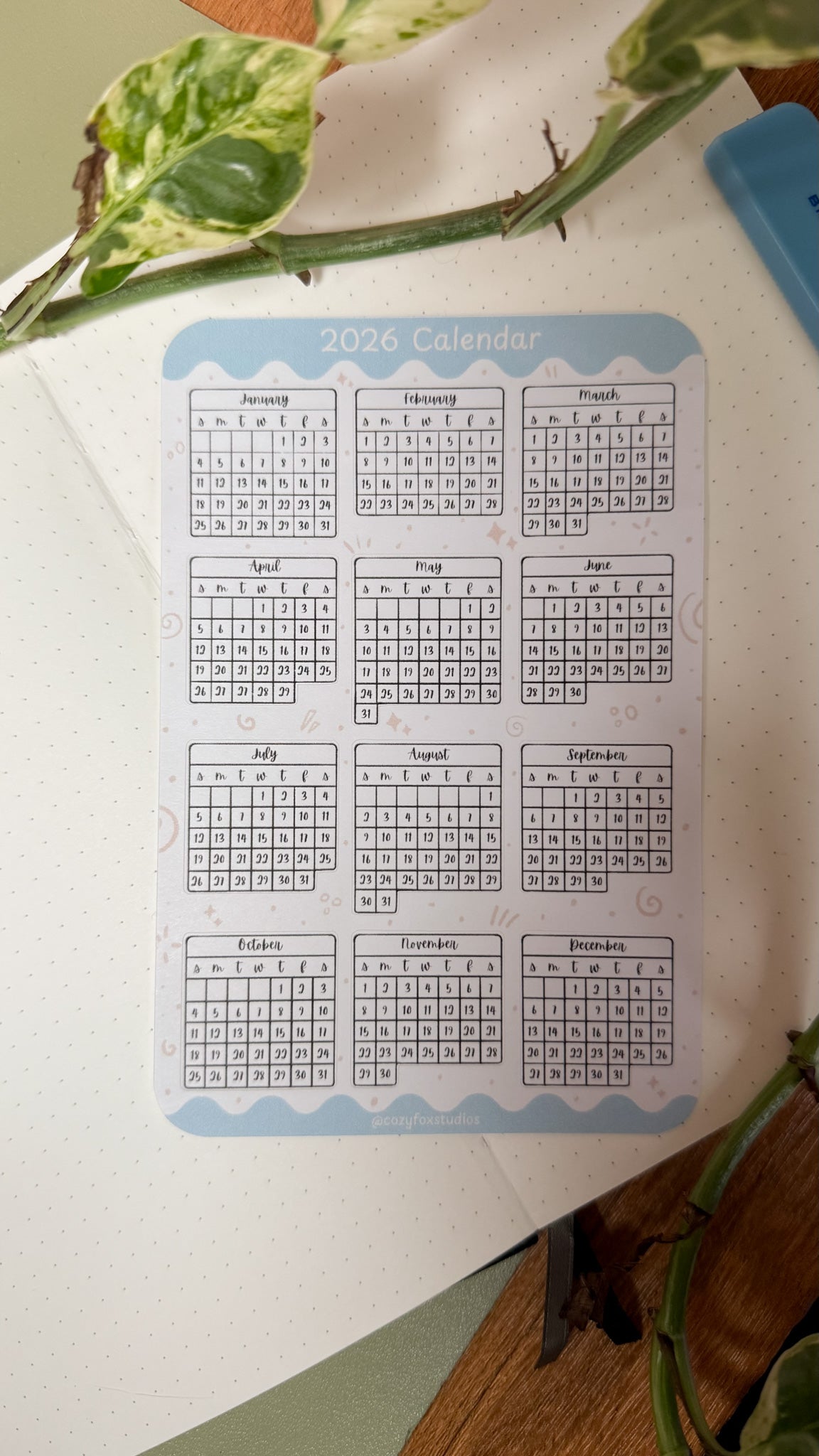 2026 Monthly Calendar Stickers - Stickers for Bullet Journaling, Planning