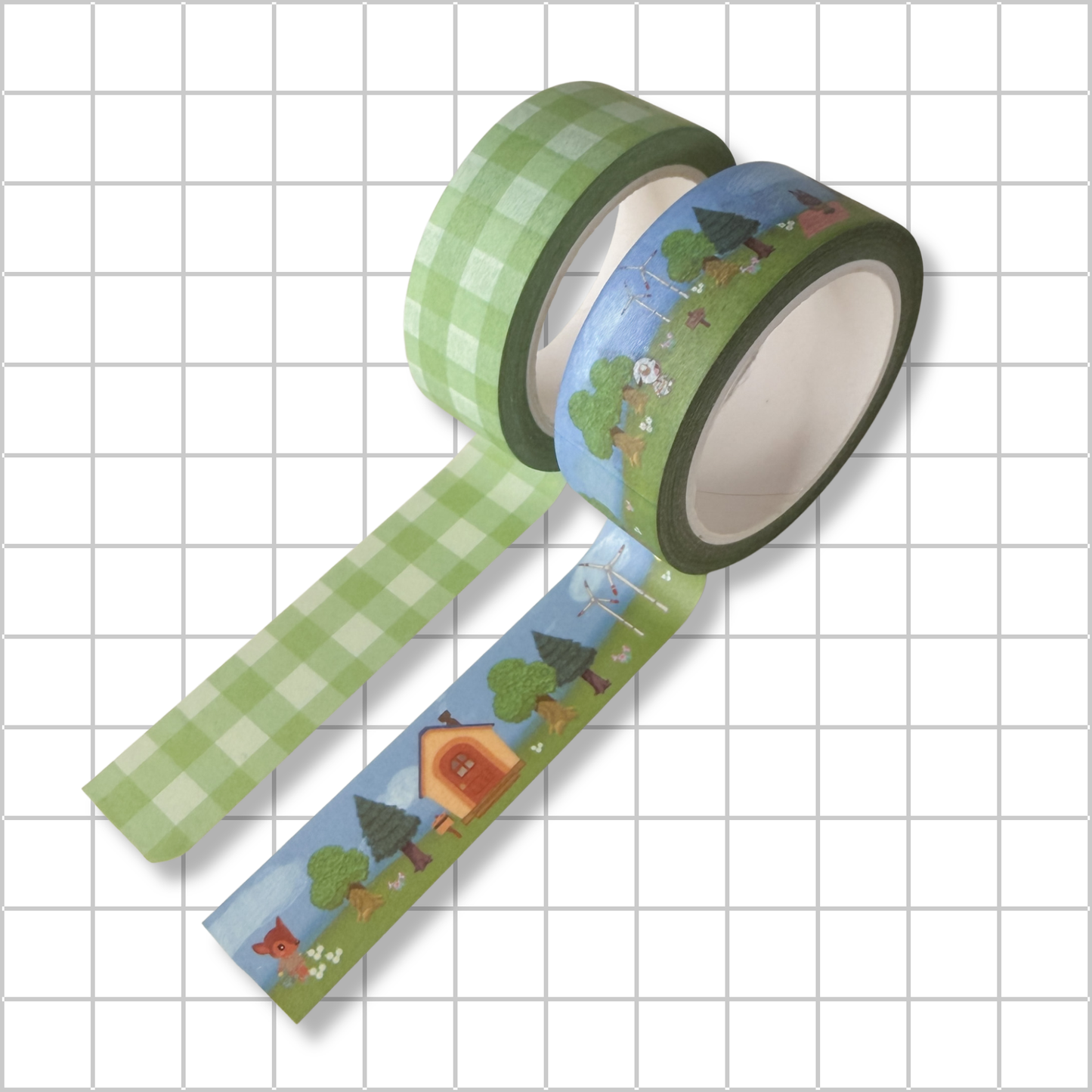 ACNH Inspired Washi Set - Island Days and Green Gingham