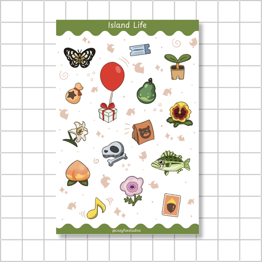 Island Life Sticker Sheet - Animal Crossing Sticker Sheet