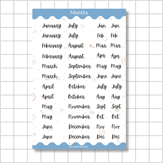Monthly Title Stickers - Stickers for Bullet Journals, Planners