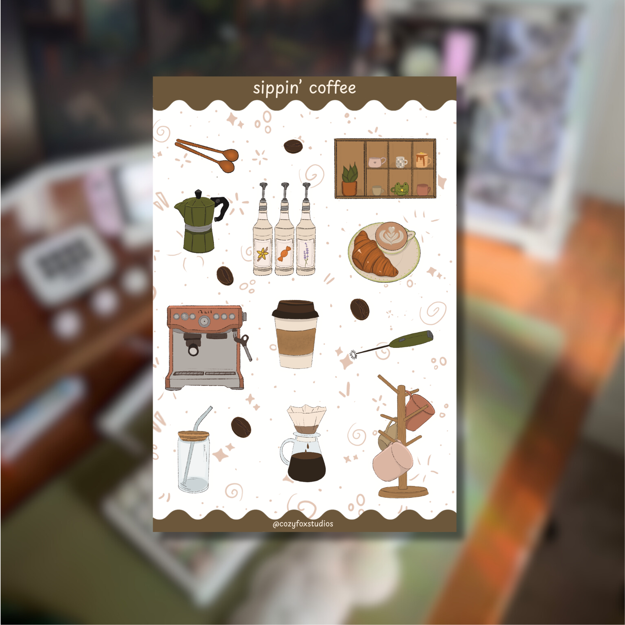Sippin' Coffee Sticker Sheet 🍵 - Journaling Stickers