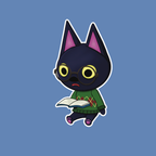 Kiki Cozy Reading 📖 - Animal Crossing Dye Cut Sticker