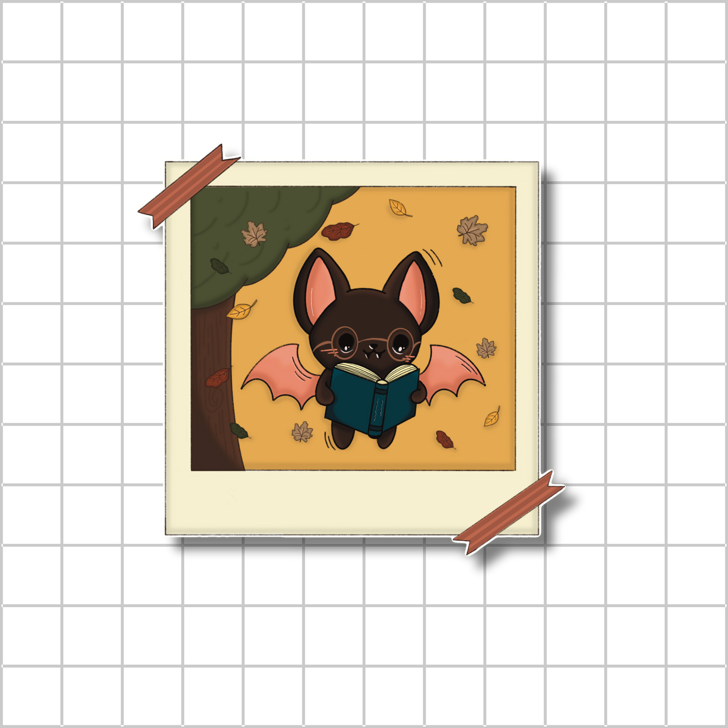 Bookish Bat Sticker - Reading Bat Sticker
