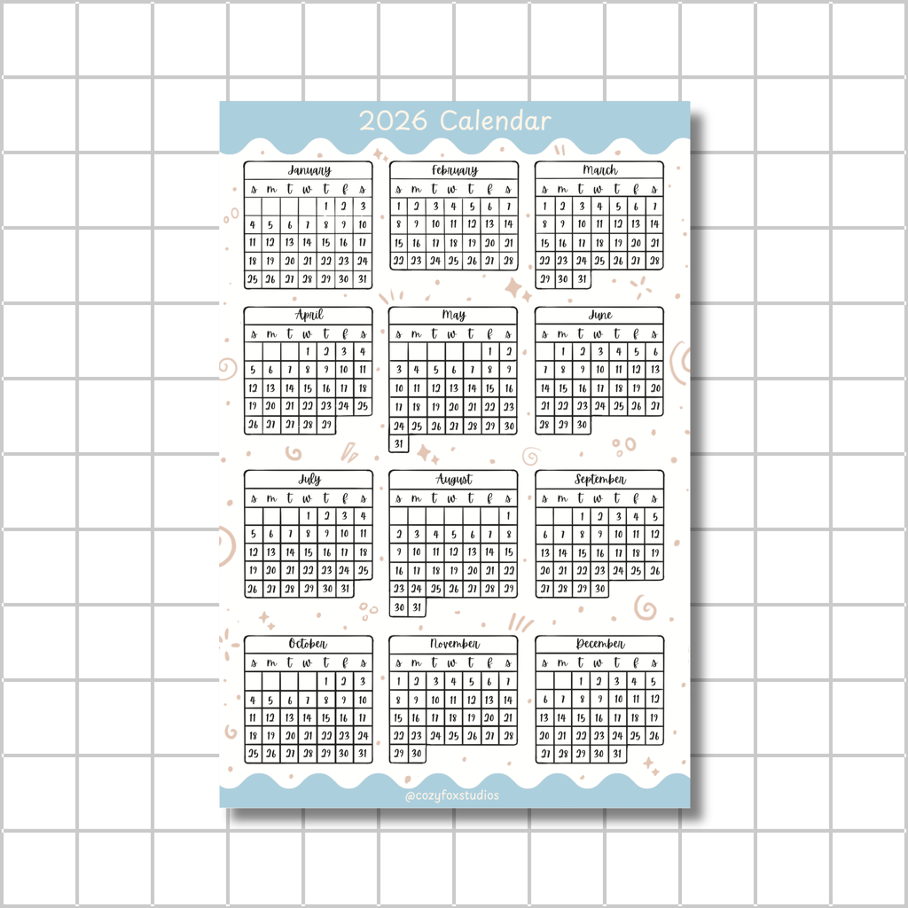 2026 Monthly Calendar Stickers - Stickers for Bullet Journaling, Planning