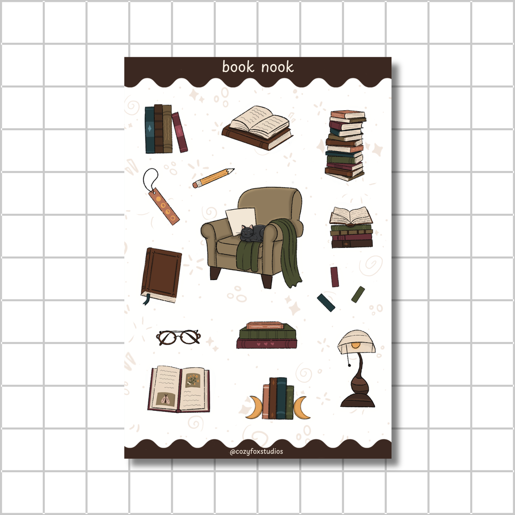 Book Nook Sticker Sheet 📚 - Journaling Stickers
