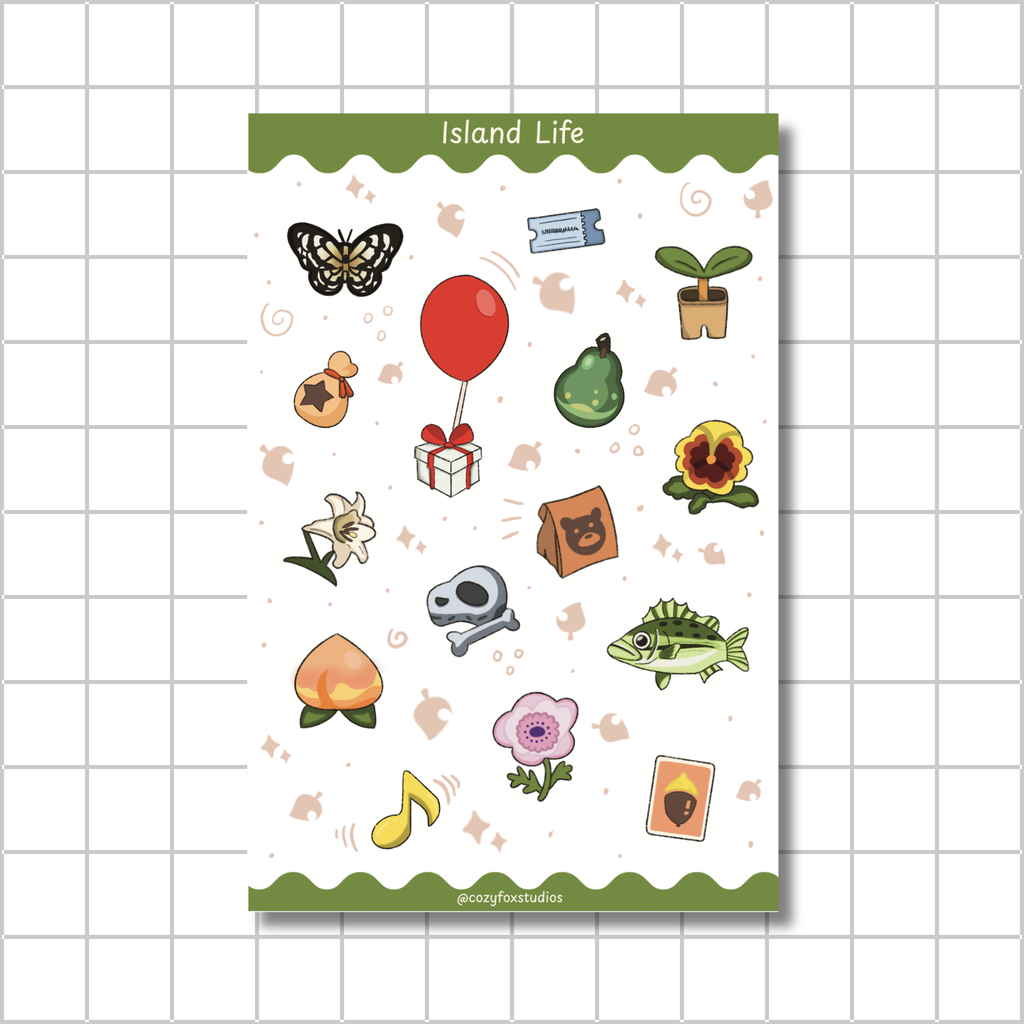 Island Life Sticker Sheet 🏝️ - Animal Crossing Sticker Sheet