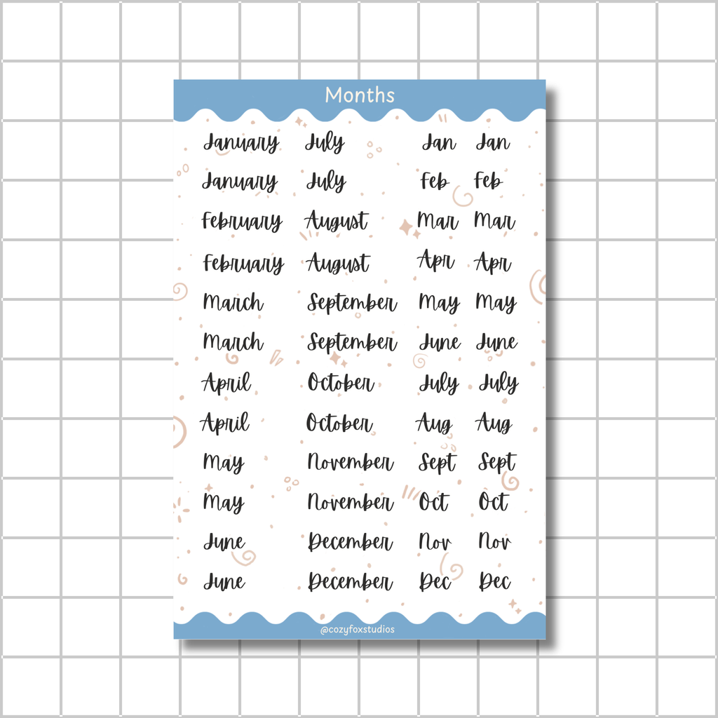 Monthly Title Stickers - Stickers for Bullet Journals, Planners