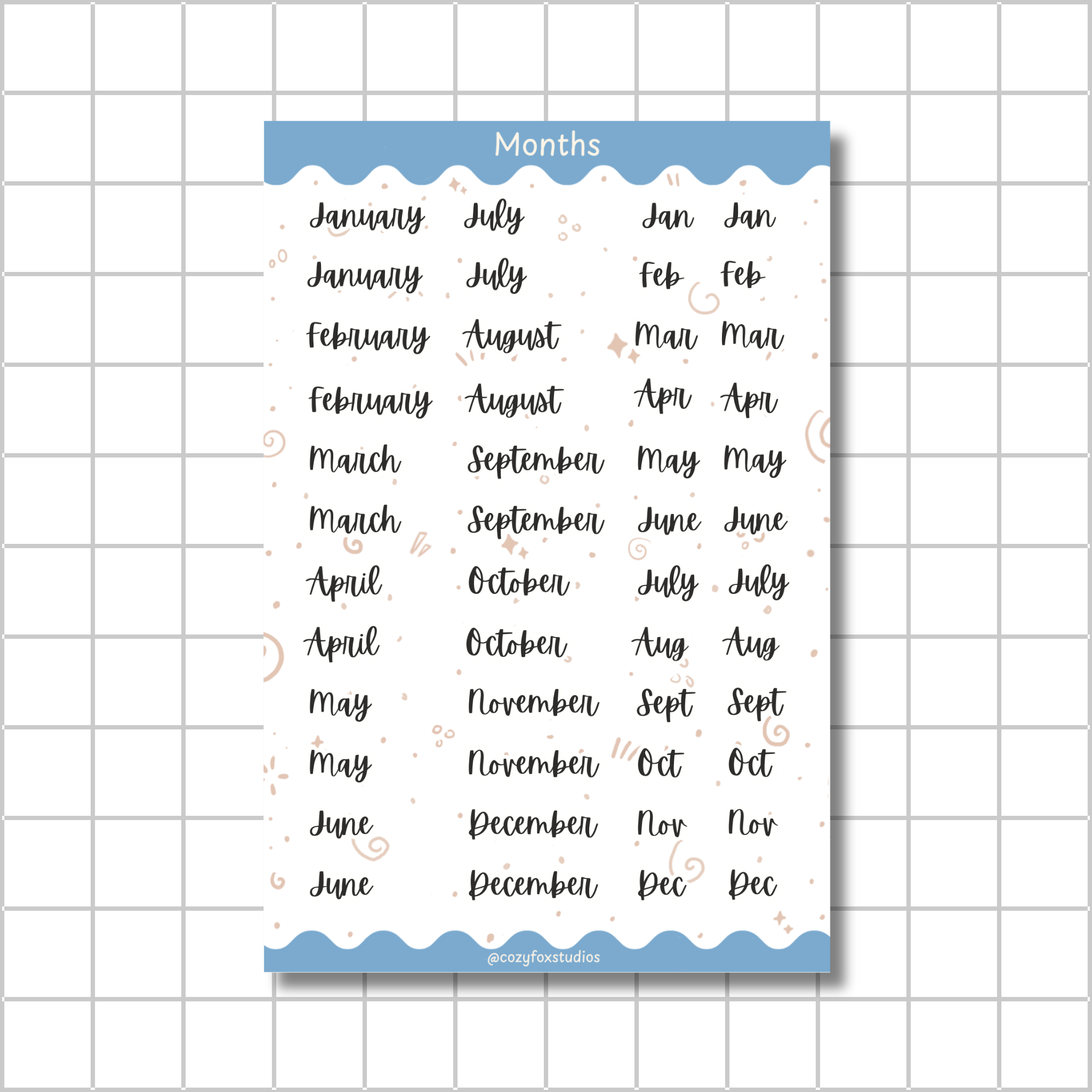 Monthly Title Stickers - Stickers for Bullet Journals, Planners