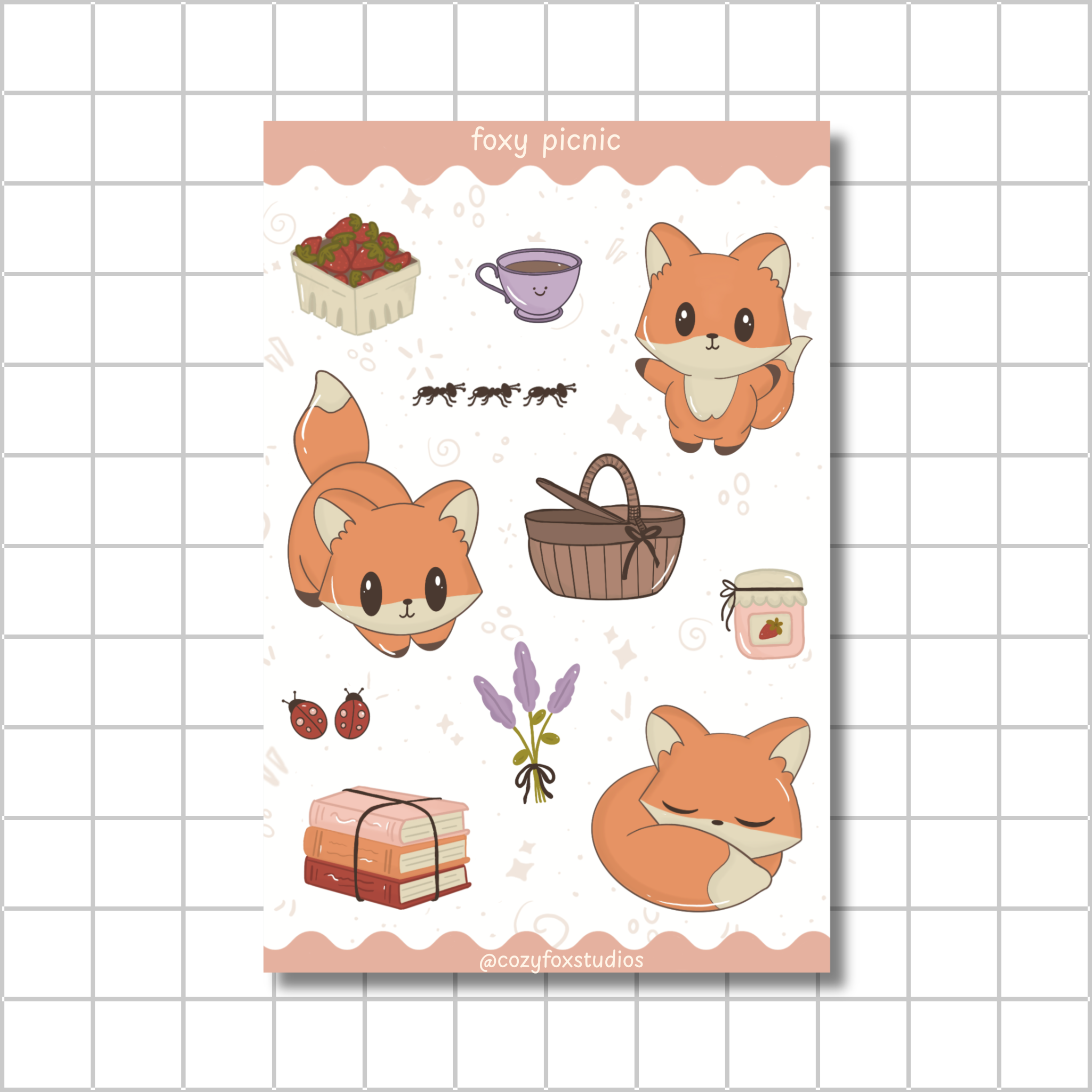 Picnic Sticker Sheet 🪻- Cozy Journal Stickers