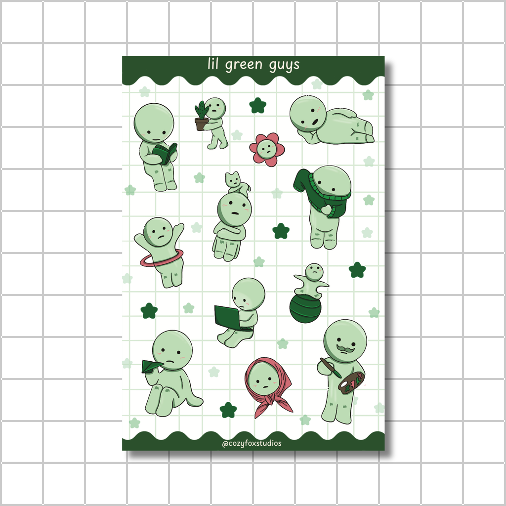 Lil Green Guys 💚 - Journaling Stickers