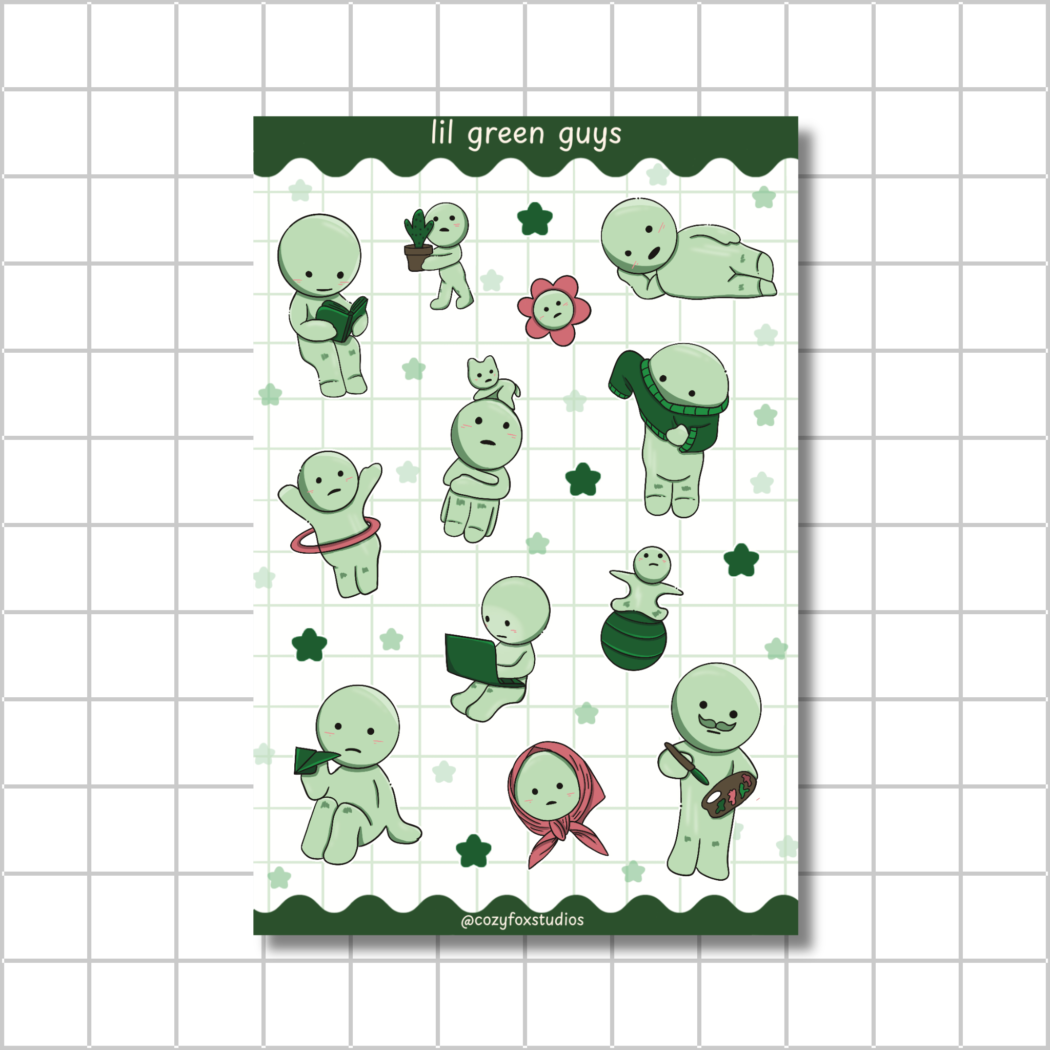 Lil Green Guys 💚 - Journaling Stickers