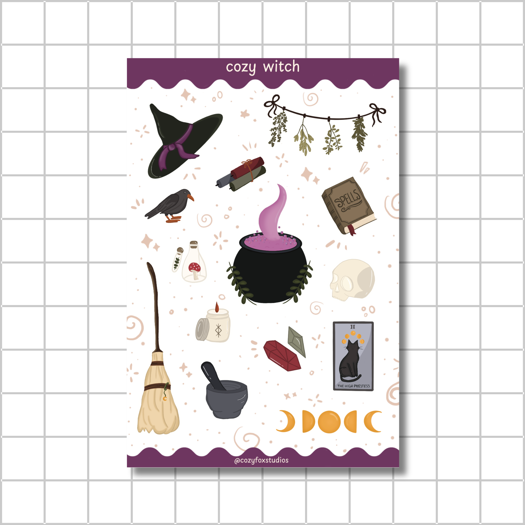 Cozy Witch Sticker Sheet 🪄- Journal Stickers