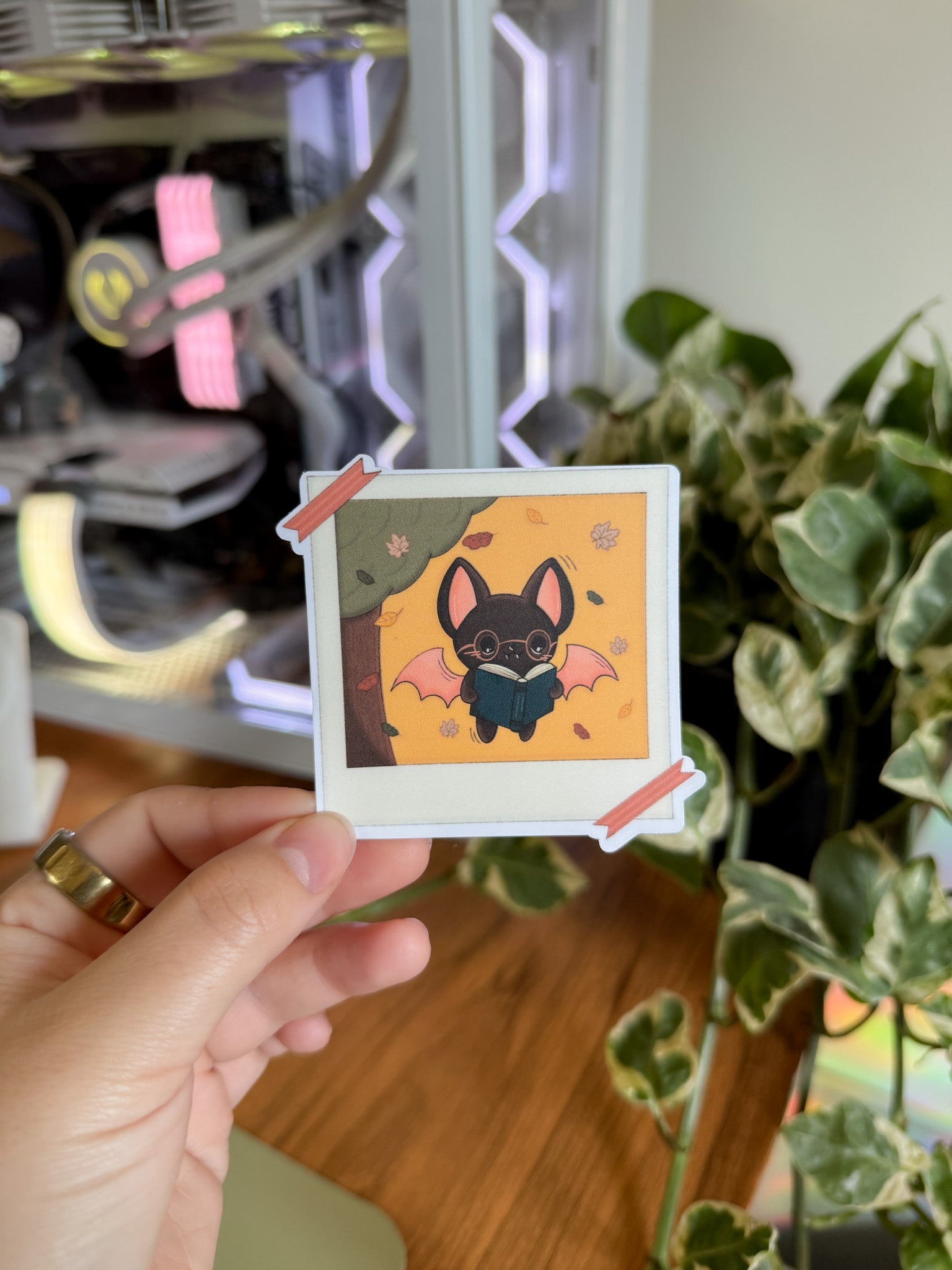 Bookish Bat Sticker 🦇 - Reading Bat Sticker