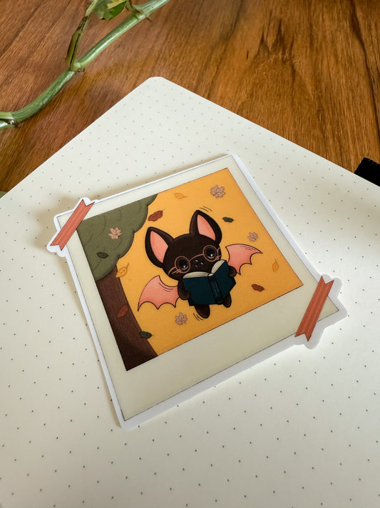 Bookish Bat Sticker - Reading Bat Sticker