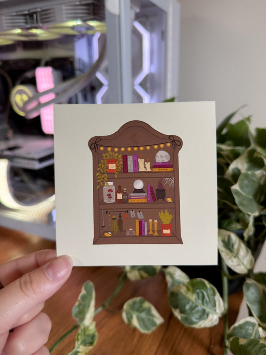 Witchy Shelf Art Print - Cozy Art Decor