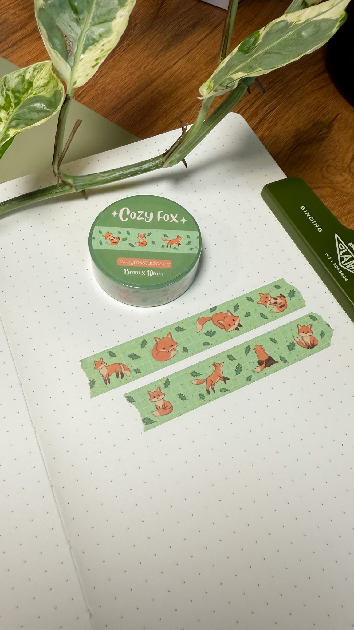 Cozy Fox Washi Tape - Green Fox Washi Tape