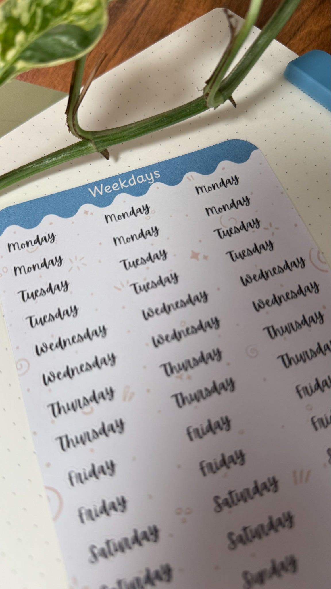 Weekday Title Stickers - Stickers for Bullet Journaling, Planning
