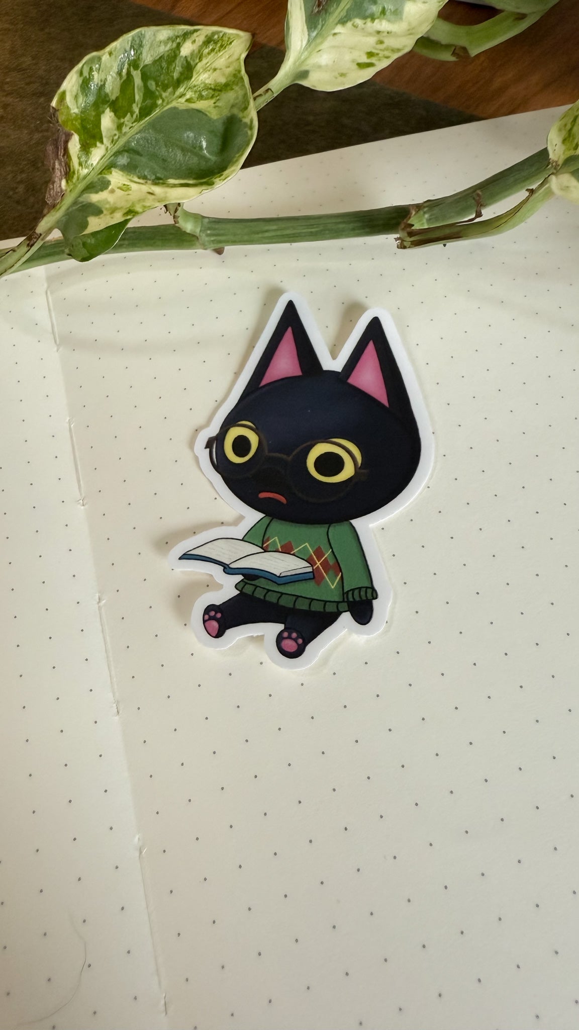 Kiki Cozy Reading 📖 - Animal Crossing Dye Cut Sticker