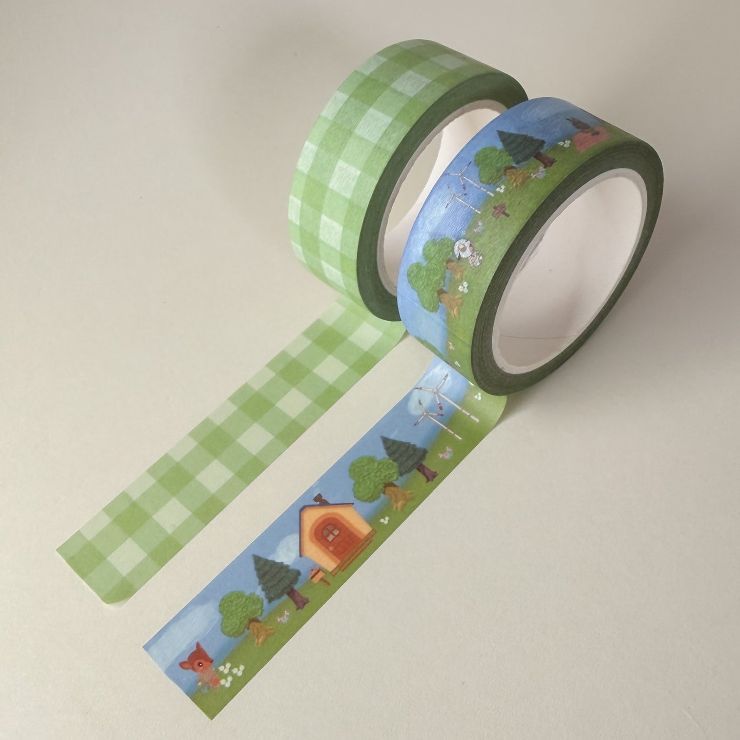 ACNH Inspired Washi Set - Island Days and Green Gingham