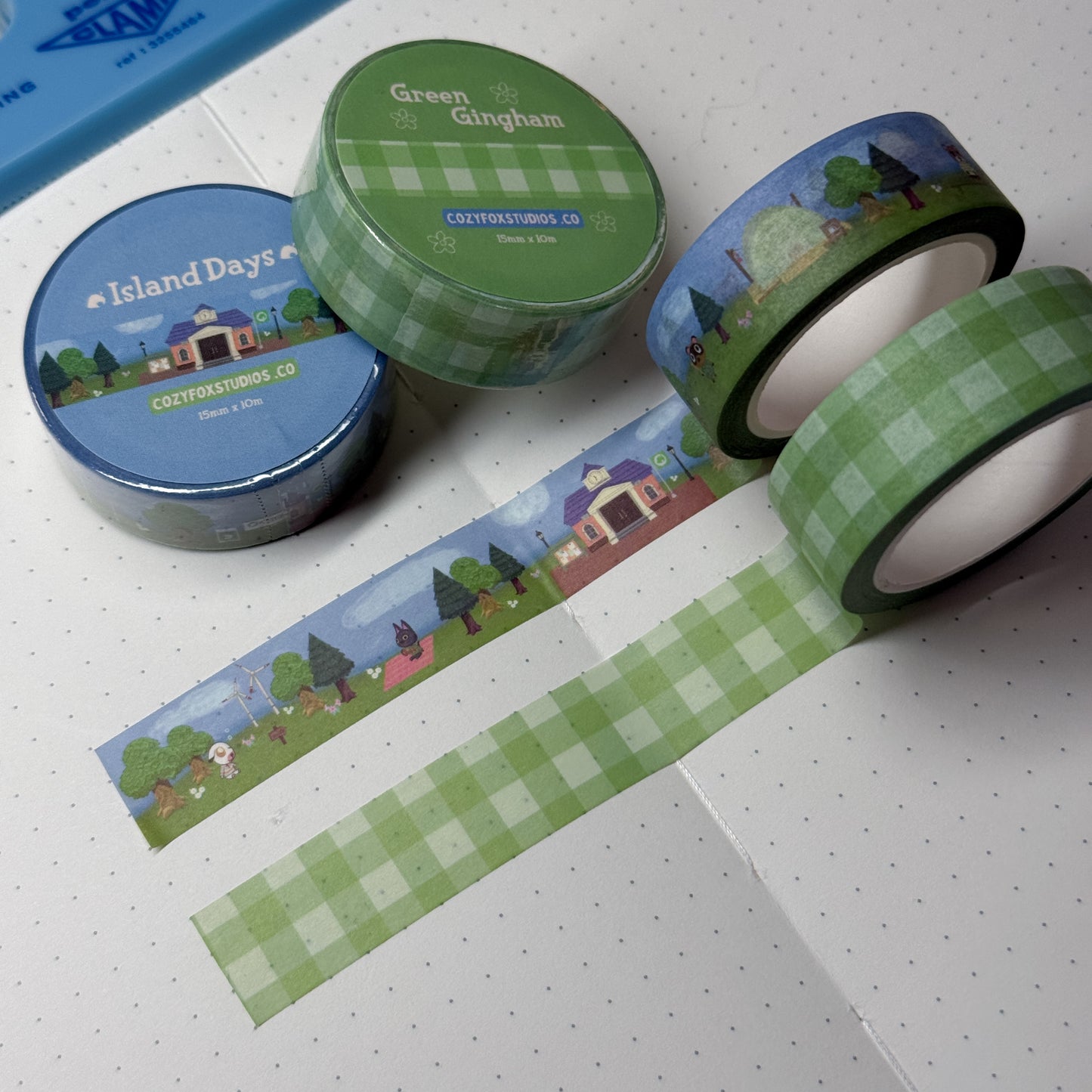 ACNH Inspired Washi Set - Island Days and Green Gingham