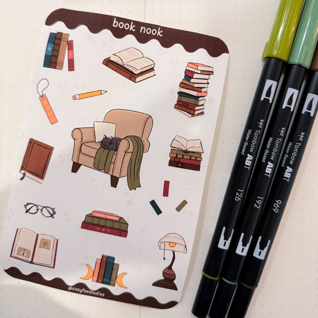 Book Nook Sticker Sheet 📚 - Journaling Stickers
