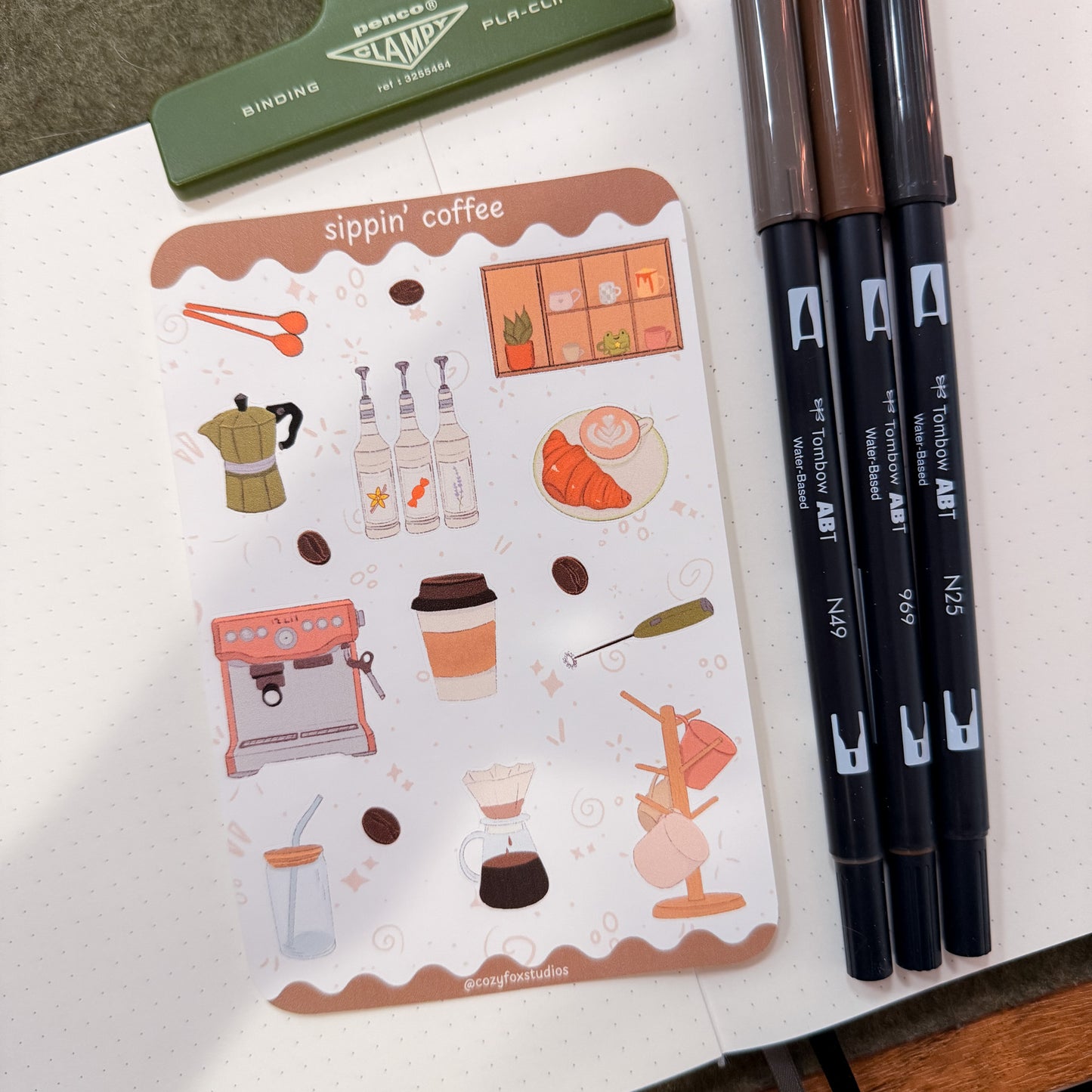 Sippin' Coffee Sticker Sheet - Journaling Stickers