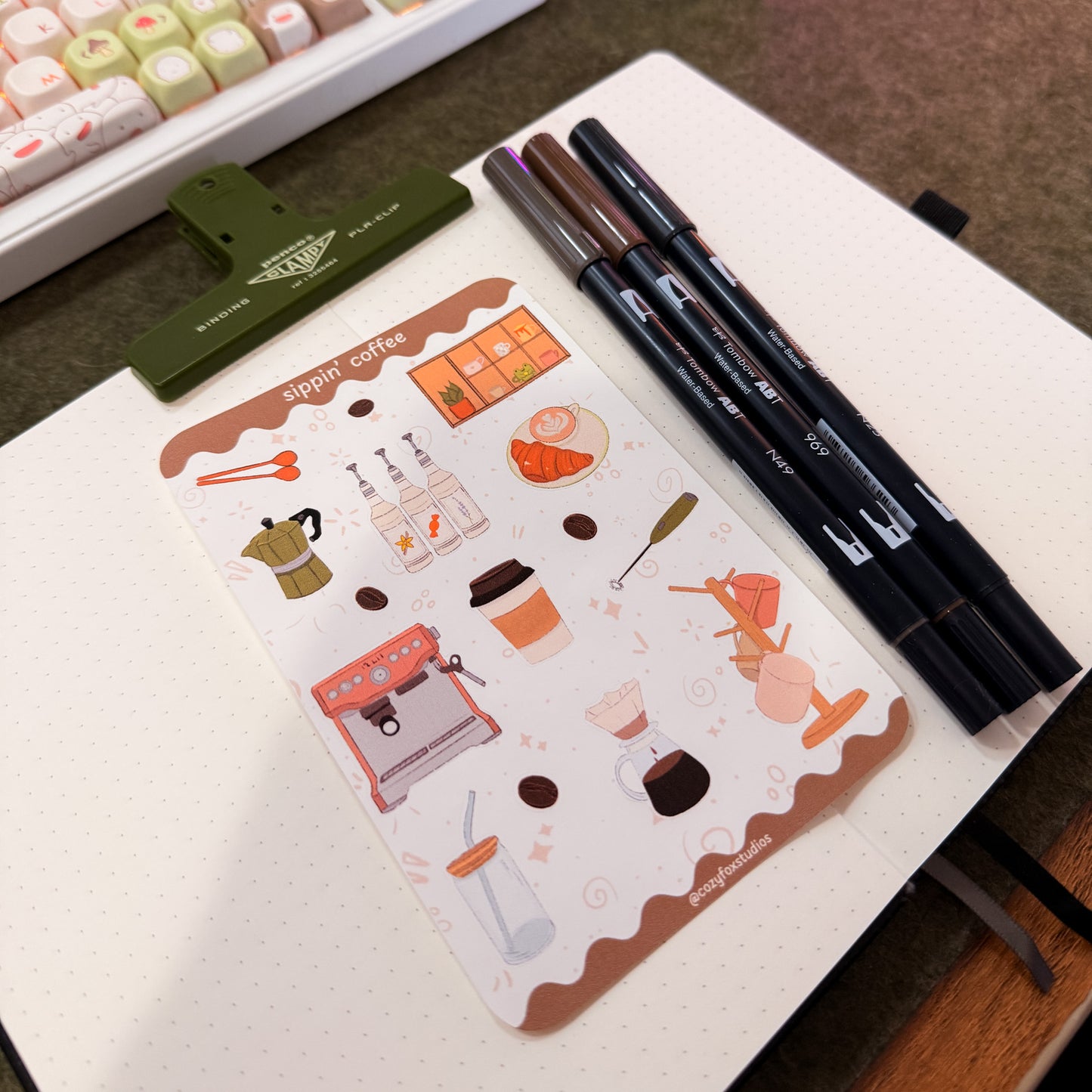 Sippin' Coffee Sticker Sheet - Journaling Stickers