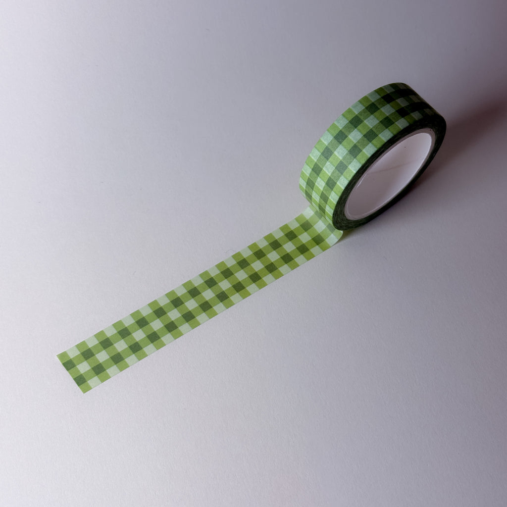 Matcha Gingham 🥬- Washi Tape for Journaling