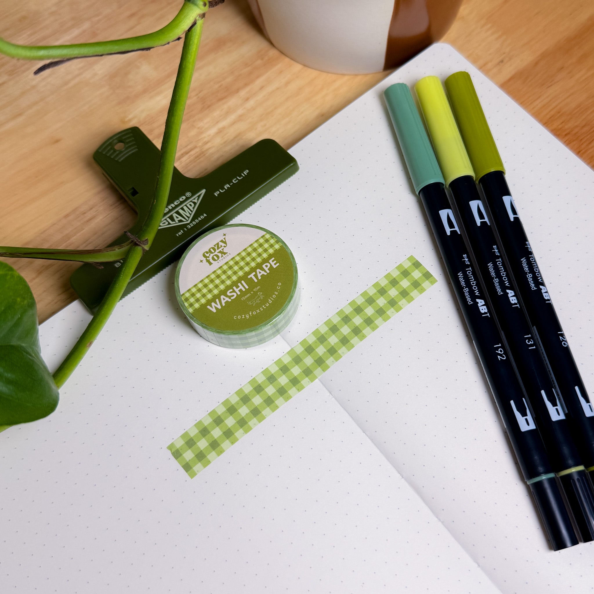 Matcha Gingham 🥬- Washi Tape for Journaling