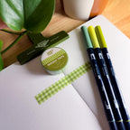 Matcha Gingham 🥬- Washi Tape for Journaling