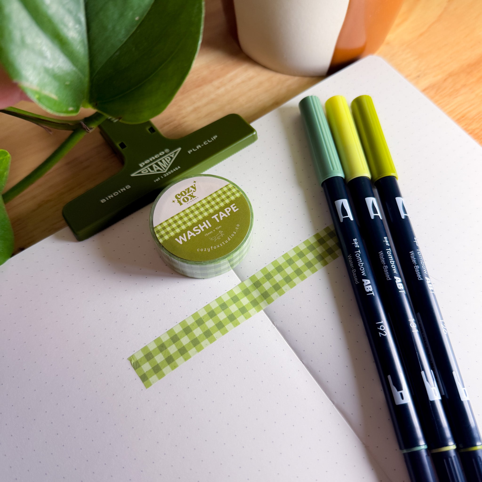 Matcha Gingham 🥬- Washi Tape for Journaling