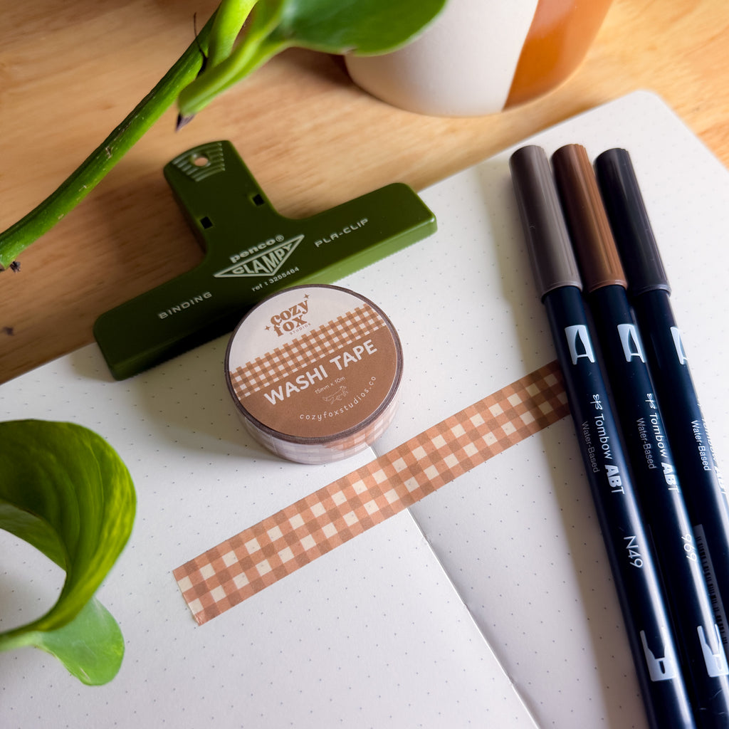 Chocolate Gingham 🍫- Washi Tape for Journaling