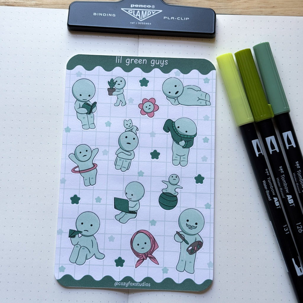 Lil Green Guys 💚 - Journaling Stickers