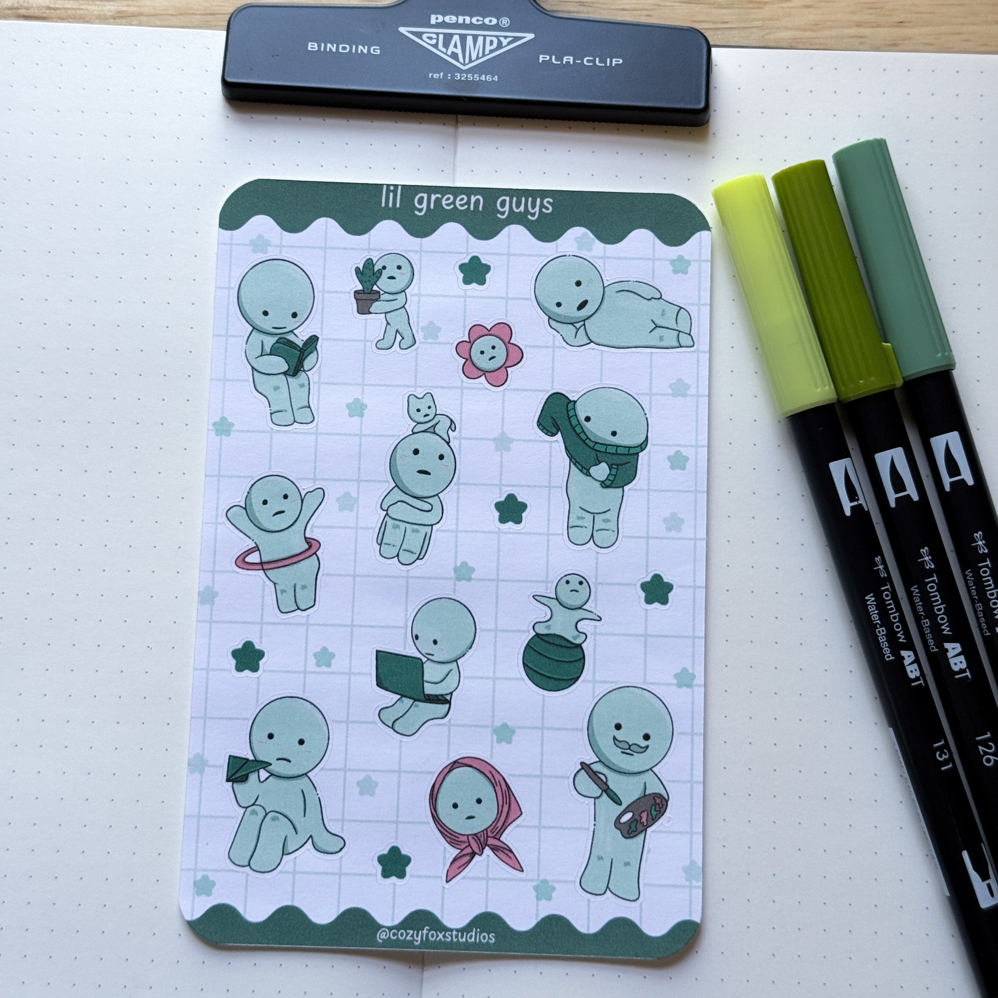 Lil Green Guys 💚 - Journaling Stickers