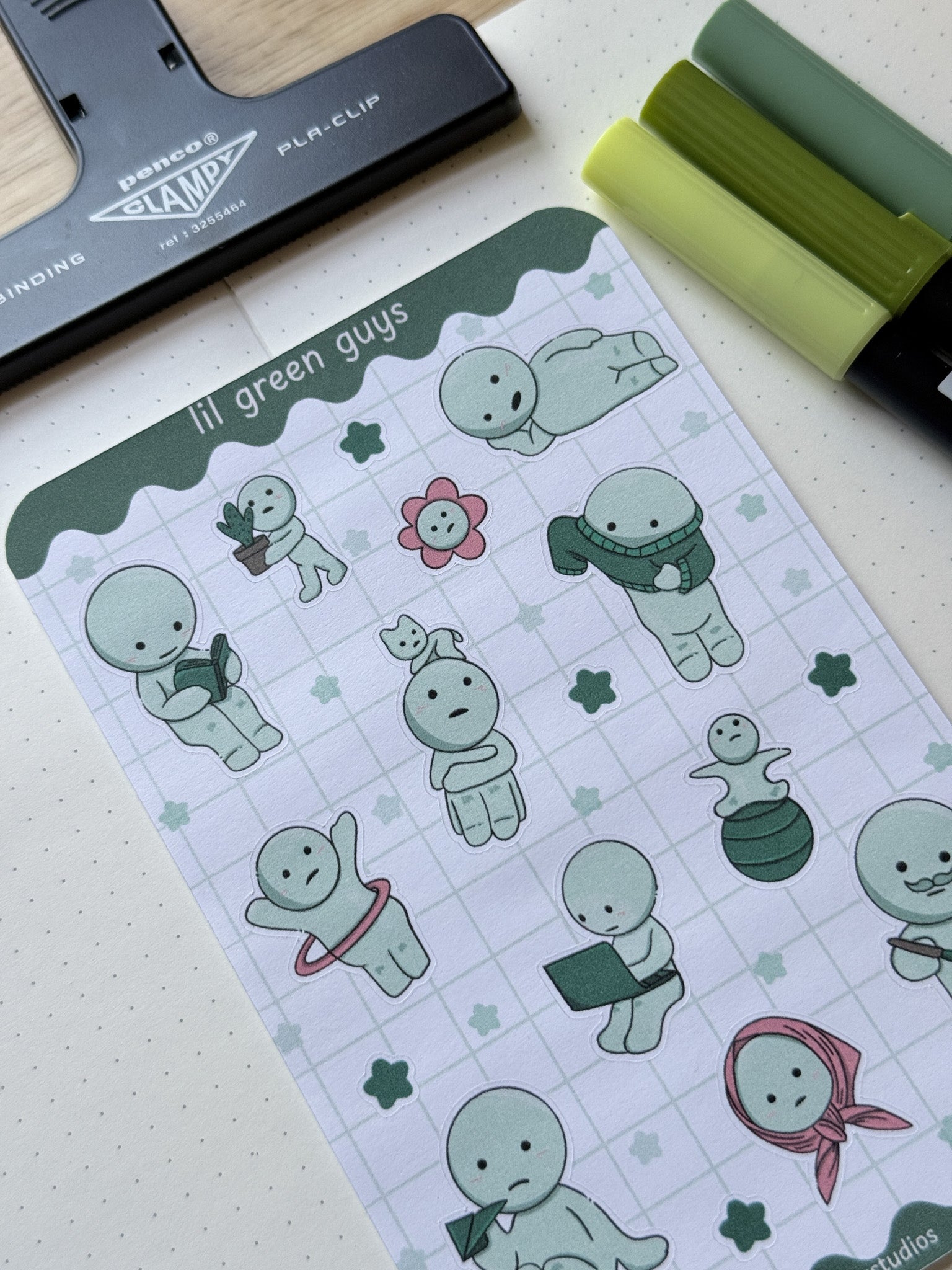 Lil Green Guys 💚 - Journaling Stickers