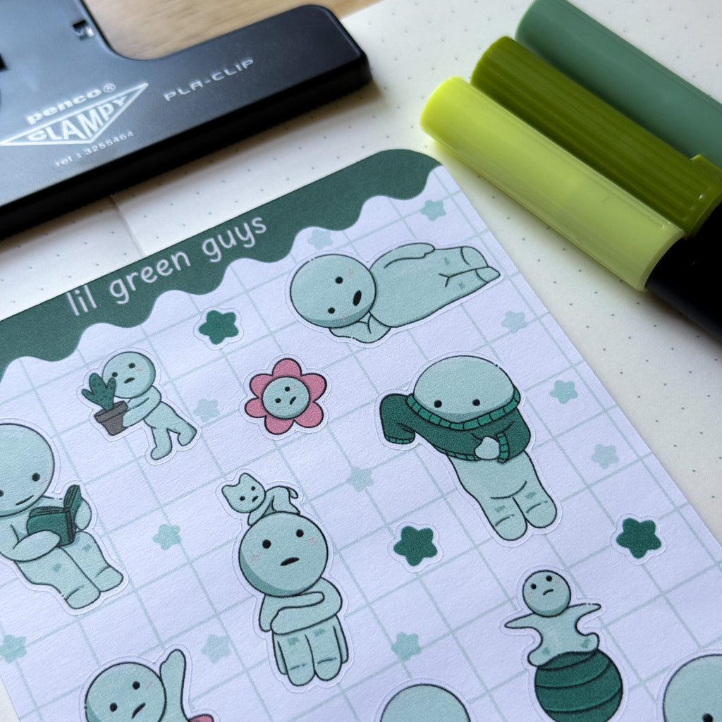 Lil Green Guys 💚 - Journaling Stickers