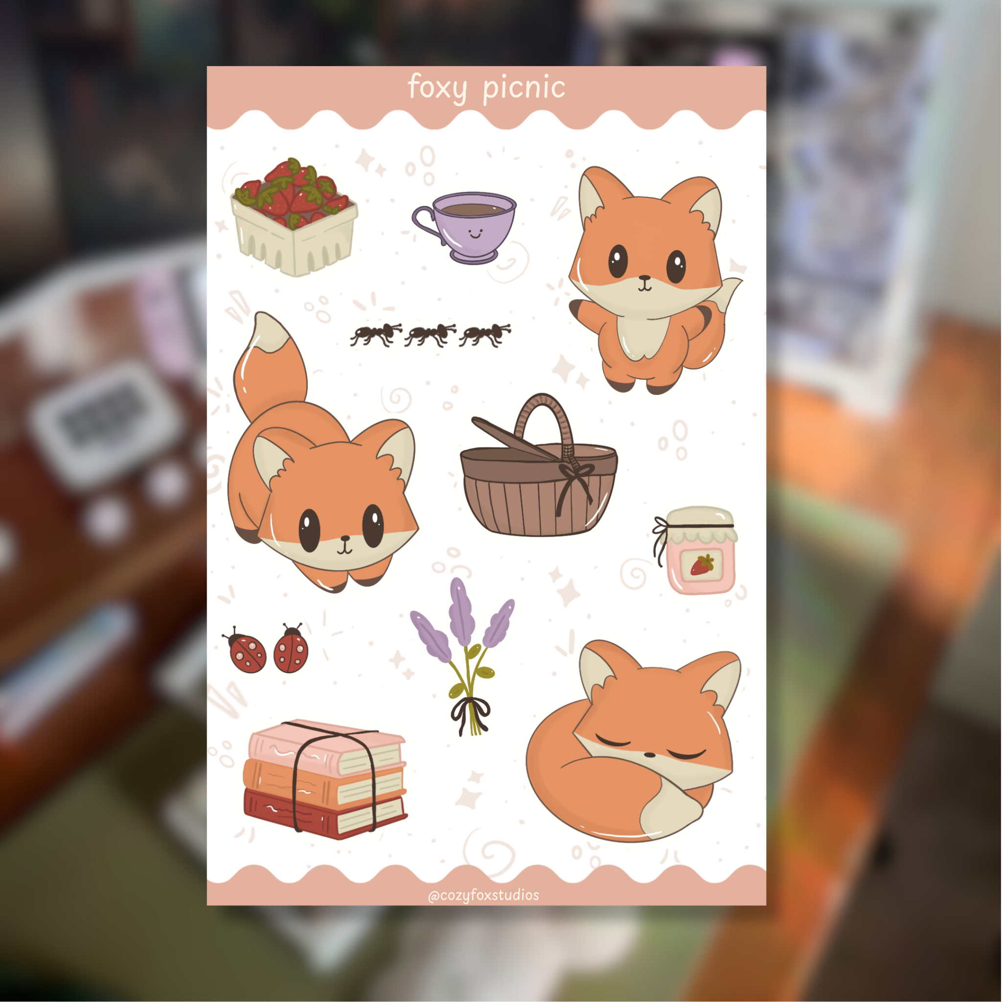 Picnic Sticker Sheet 🪻- Cozy Journal Stickers