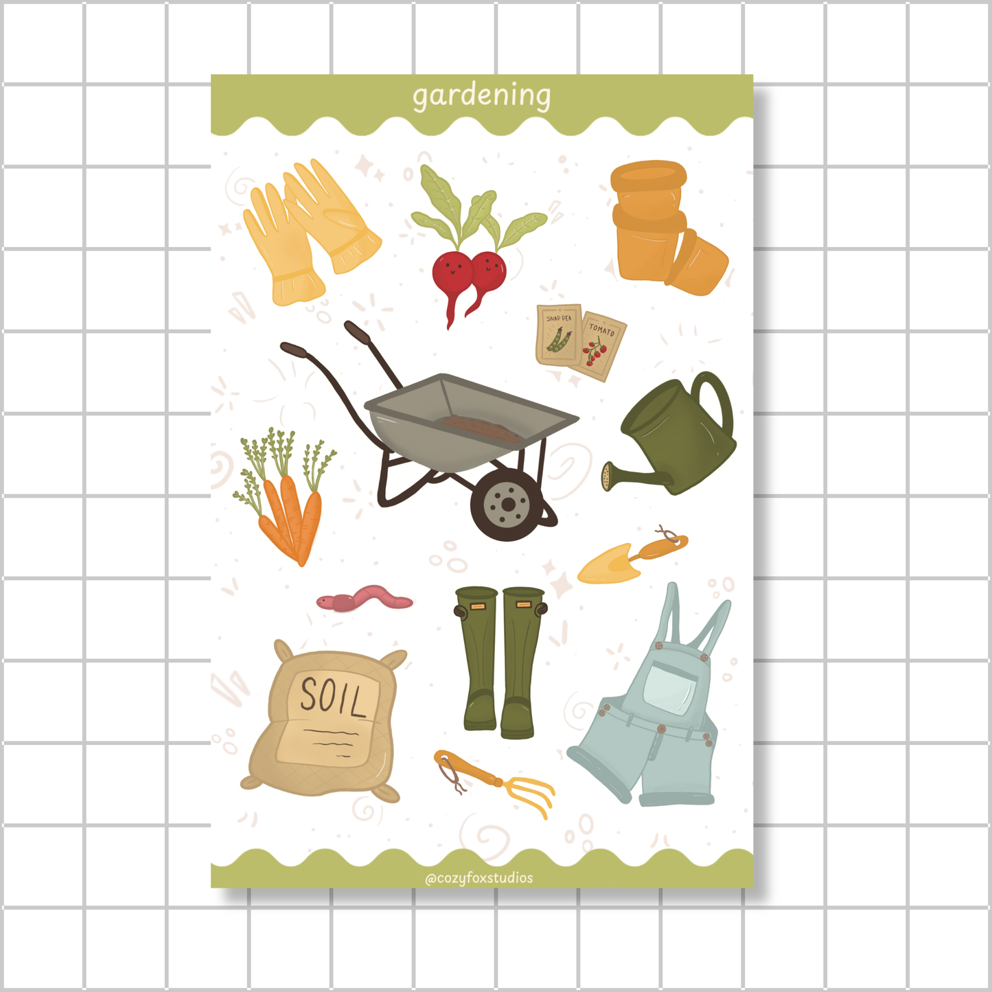 Gardening Sticker Sheet: Plant Care, Flowers, Journaling