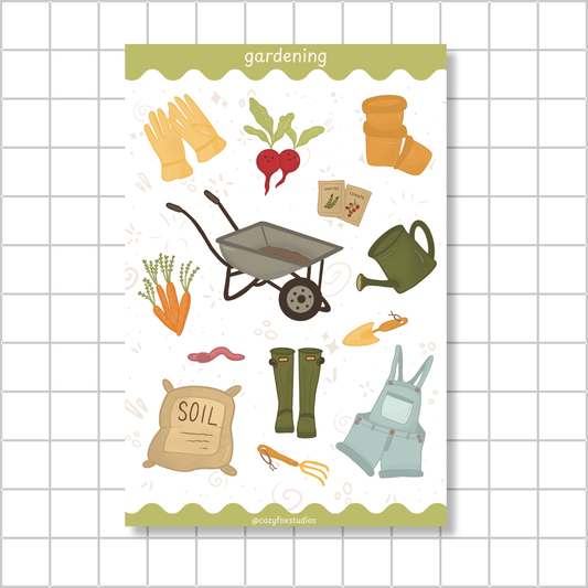 Gardening Sticker Sheet: Plant Care, Flowers, Journaling