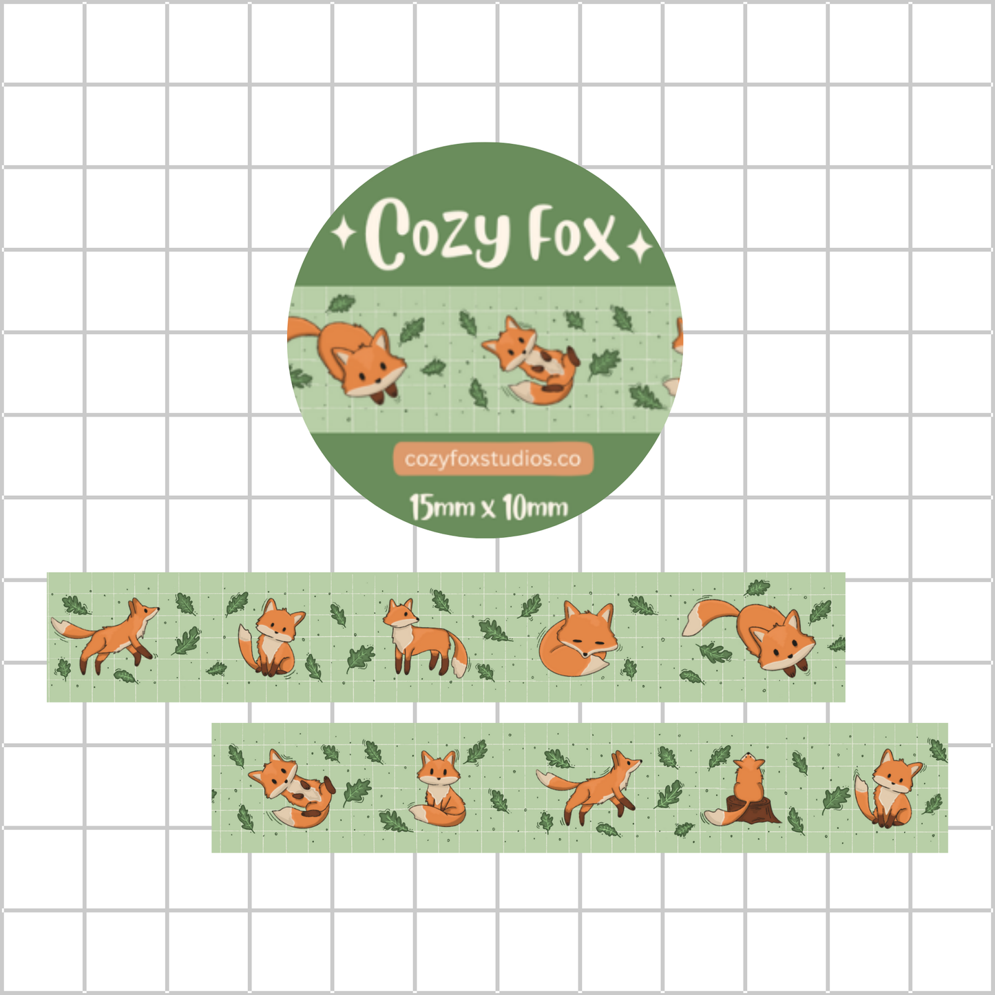 Cozy Fox Washi Tape - Green Fox Washi Tape