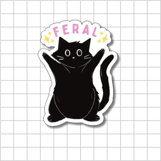Black Cat Sticker – Feral Cat Aesthetic Vinyl Sticker for Journals