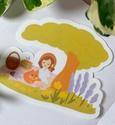 Cozy Picnic Sticker 🦊 - Dye Cut Sticker