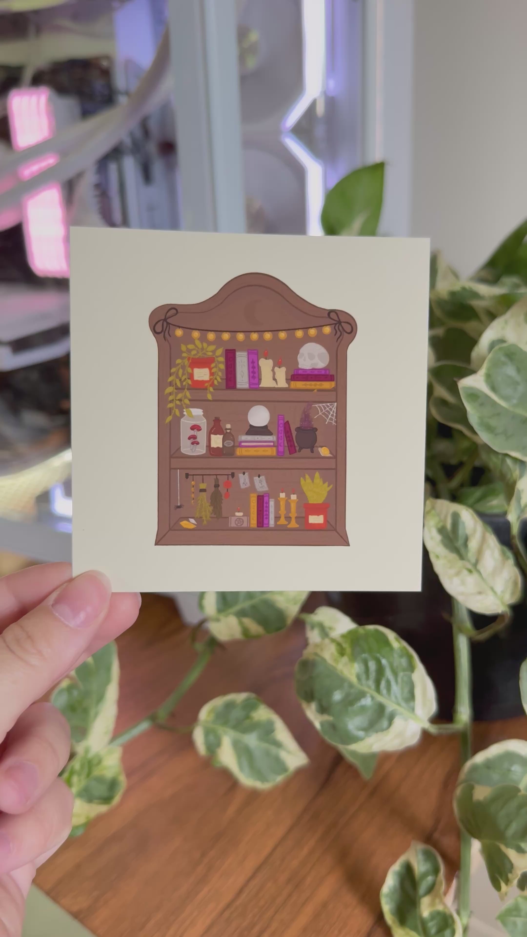Witchy Shelf Art Print - Cozy Art Decor